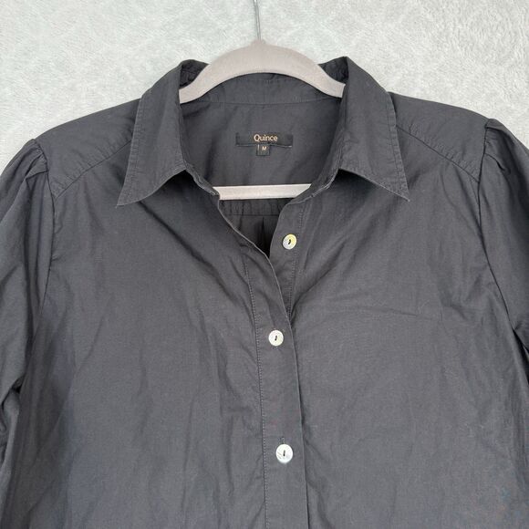 Quince 100% Organic Cotton Poplin Drop Waist Shirt Dress M Black Capsule Minimal - Picture 3 of 15
